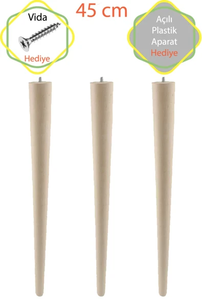 Ahşap Ham Ayak 45 Cm 3'lü Set Kütük Masa Orta Sehpa Zigon Ayağı ürün görseli 1