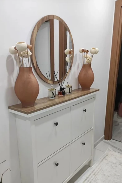 Dekoratik Yuvarlak Ayna 60 Cm Çap Antre Hol Koridor Duvar Salon Mutfak Banyo Ofis Makyaj Aynası ürün görseli 1