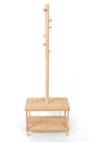 8 Askılı Portmanto Komodinli Ayakkabılık Vestiyer Naturel Ağaç Antre Ev Ofis 170x60x35 Cm ürün görseli 1