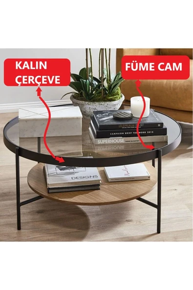 Oslo Orta Sehpa - Füme Cam / Antik Çam ürün görseli 1