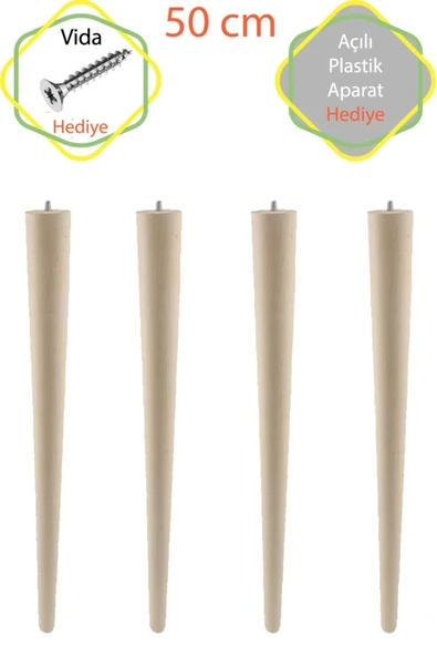 Ahşap Ham Ayak 50 Cm 4'lü Set Kütük Masa Orta Sehpa Zigon Ayağı ürün görseli 1