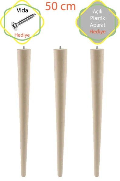 Ahşap Ham Ayak 50 Cm 3'lü Set Kütük Masa Orta Sehpa Zigon Ayağı ürün görseli 1