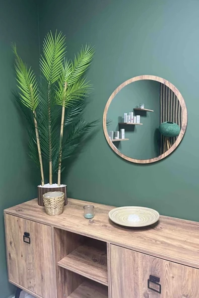 Dekoratik Yuvarlak Ayna 45 Cm Çap Antre Hol Koridor Duvar Salon Mutfak Banyo Ofis Makyaj Aynası ürün görseli 1