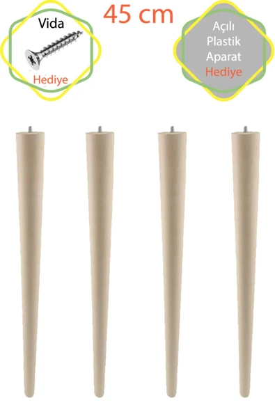Ahşap Ham Ayak 45 Cm 4'lü Set Kütük Masa Orta Sehpa Zigon Ayağı ürün görseli 1