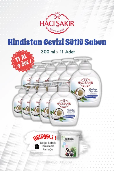 11 AL 9 ÖDE 300 ML Hacı Şakir Hindistan Cevizi Sütlü Sıvı El Sabunu ve ROSIE ürün görseli 1