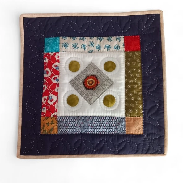 Patchwork Nakış İşlemeli Geleneksel Desenli Yastık - Resim 2