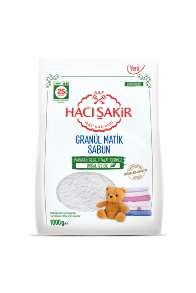 Hacı Şakir Granül Matik Bebekler ve Hassas Ciltler İçin Çamaşır Deterjanı 1000 gr ürün görseli 1