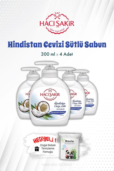 Hacı Şakir Hindistan Cevizi Sütlü Sıvı El Sabunu 300 ML X 4 ve ROSIE ürün görseli 1