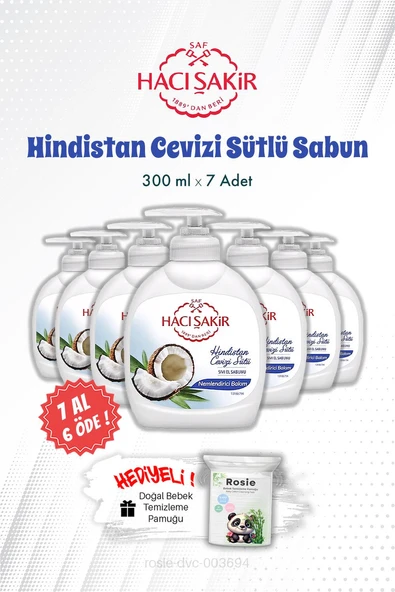 Hacı Şakir 7 AL 6 ÖDE Hindistan Cevizi Sütlü Sıvı El Sabunu 300 ML ve ROSIE ürün görseli 1