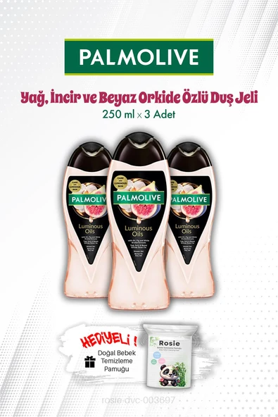 Duş Jeli 3'lü Palmolive Luminous Oils İncir ve Beyaz Orkide Özlü 250 ML ve ROSIE ürün görseli 1