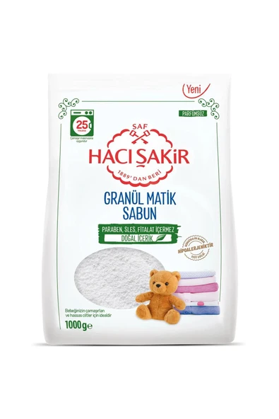 Hacı Şakir Granül Matik Bebekler Ve Hassas Ciltler Için Çamaşır Deterjanı 1000 gr ürün görseli 1