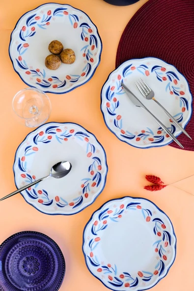 Tabak Evi Tulip Fulya Pasta Takımı Rimli 21cm 4 Kişilik 4 Parça FLY4PTPRS1157 ürün görseli 1