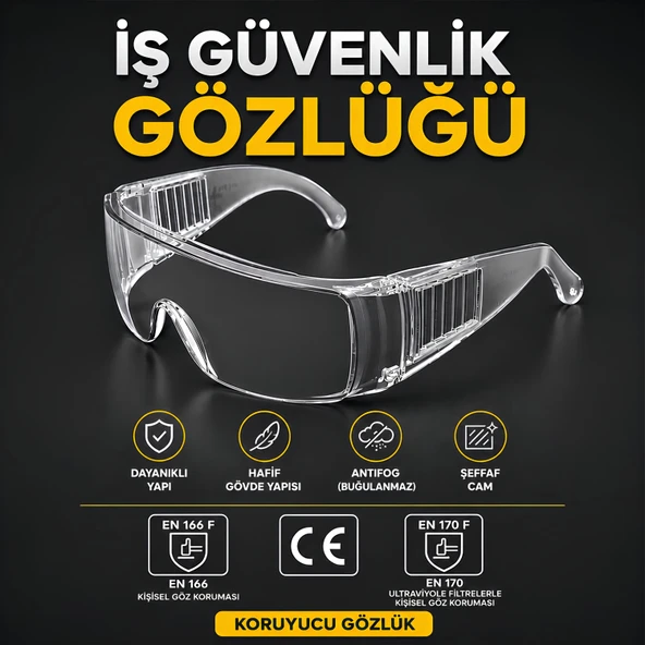 İş Güvenlik Güvenliği Gözlüğü Antifog Buğulanmaz Laboratuvar Tam Koruyucu Gözlük S700 Major Şeffaf ürün görseli 1