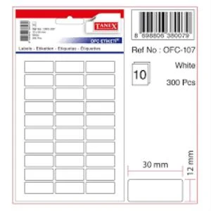 TANEX OFC-107 12X30MM BEYAZ ETIKET ürün görseli 1