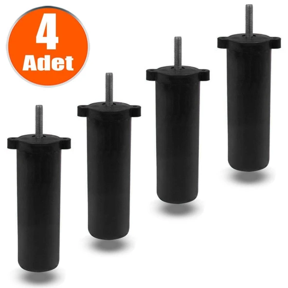 Kanepe Baza Koltuk Destek Ayağı M8 Civata Ayarlı Siyah Ayak 13 cm (4 ADET) ürün görseli 1