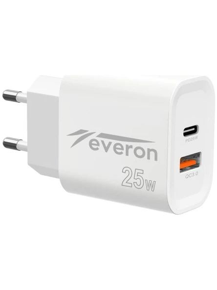 25 W Huawei nova Y70 İle Uyumlu Hızlı Şarj Adaptörü – PD + Standart Usb Çıkışlı EVR-023 ürün görseli 1