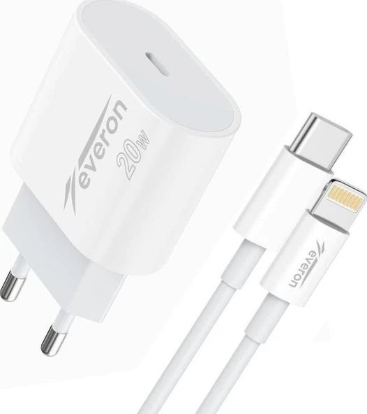 20W İphone 12  İle Uyumlu Type C to Lightning Hızlı Şarj Kablo Seti Evr013-I ürün görseli 1