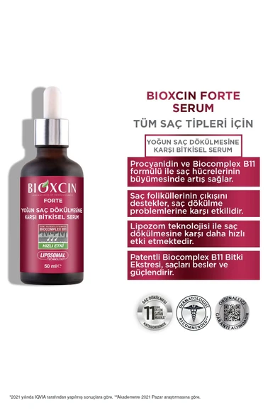 Bioxcin Forte Yoğun Saç Dökülmesine Karşı Bitkisel Saç Serumu 3 X 50 ml Lipozom Teknolojisi ürün görseli 1
