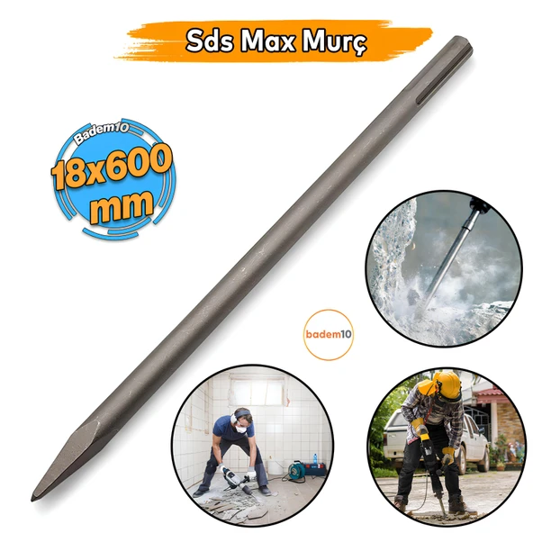 Murç Düz Uç Kırıcı Keski Beton Kaya Taş Maden Delici Hilti Ucu 1.8 cm  60 cm 18 mm 600 mm ürün görseli 1