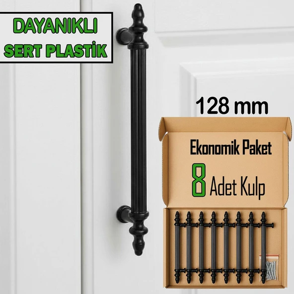 8 Adet Sert Plastik Polavit Siyah 128 Mm  Mobilya Mutfak Çekmece Dolap Dolabı Kulpu Kulbu Kulpları ürün görseli 1