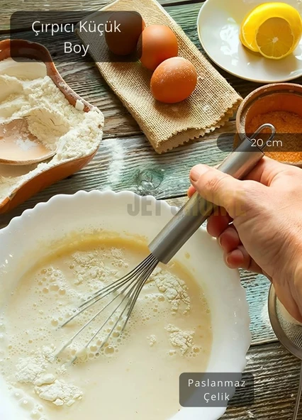 Çelik Çırpıcı Küçük Boy Yumurta Çırpıcı Kek Çırpıcı Çorba Çırpıcısı 20 cm ürün görseli 1