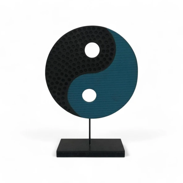 Ying Yang Mavi Siyah Ev Dekoru Büyük ürün görseli 1