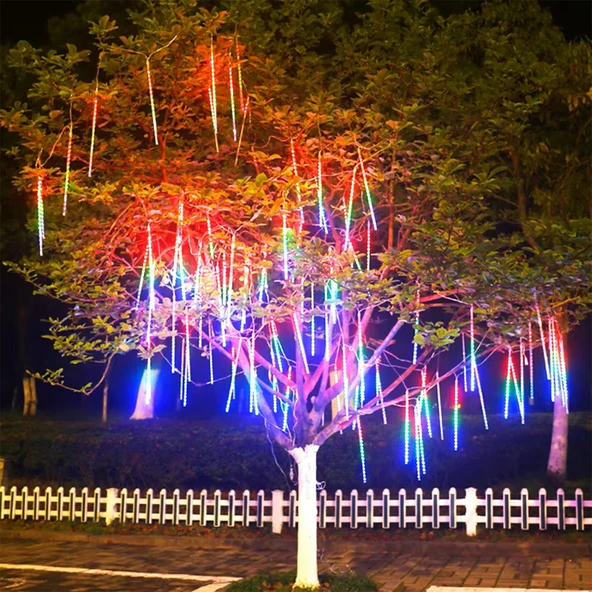 50cm RGB LED 2mt. Meteor yılbaşı aydınlatması yağmur kar efekti tüp su geçirmez parti çıbık ışık eklenebilir 6W ürün görseli 1