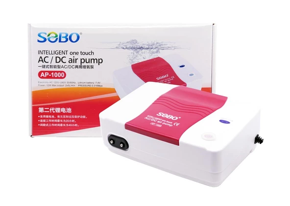 Sobo Şarjlı Akvaryum Hava Motoru AP-1000 AC/DC 7.4V. 12W 2x5Lt/dak. ürün görseli 1