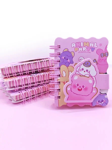 Animal Party Cırtlı Cep Boy Sevimli Mini Not Defteri (7x8 cm) - Hi ürün görseli 1