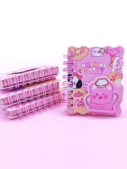 Animal Party Cırtlı Cep Boy Sevimli Mini Not Defteri (7x8 cm) - Hello ürün görseli 1