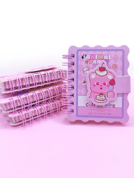Animal Party Cırtlı Cep Boy Sevimli Mini Not Defteri (7x8 cm) - Tasty ürün görseli 1