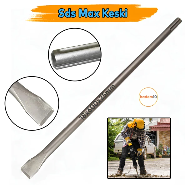 Sds Max Şaftlı Keski 18 mm x 600 mm x 25 mm Hilti Ucu Beton Taş Kaya Kırıcı Kırma Adaptörü ürün görseli 1