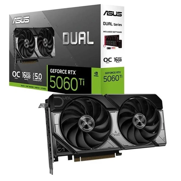 ASUS 16GB DUAL RTX5060TI-O16G GDDR7 128bit HDMI DP PCIe 5.0 ürün görseli 1