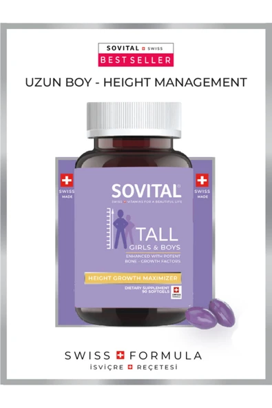 Sovital Tall Uzun Boy, Boy Uzamasına Yardımcı 11-21 Yaş, 60 Adet Softgel ürün görseli 1
