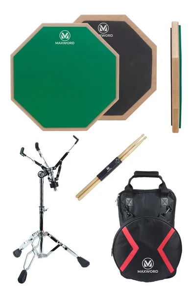 Maxword DD-239GR Pro Bateri Davul Çalışma Pedi Seti Drum Practice Pad Full Set - Resim 2