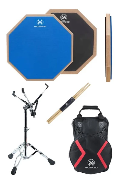 Maxword DD-239BL Pro Bateri Davul Çalışma Pedi Seti Drum Practice Pad Full Set - Resim 2