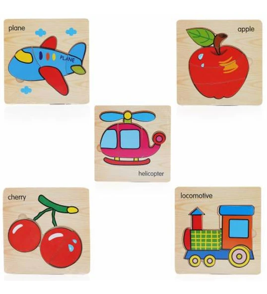 Ahşap Puzzle - Ahşap Oyuncak - Ahşap Gelişim Oyuncağı - 6 Lı Puzzle ürün görseli 1