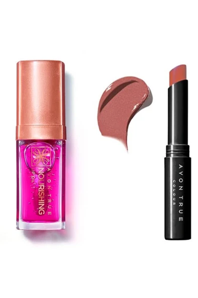 AVON True Nourishing Dudak Yağı 7 ml Blossom ve Avon Ultra Beauty Ruj Stylo Totally Twing 2li set ürün görseli 1