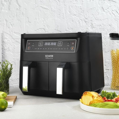 Schafer Fit Fry Dual Dijital Airfryer/sıcak Hava Fritözü Çok Amaçlı Pişirici-Siyah ürün görseli 1