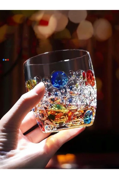 Yenigeldi 1 Adet (Y22)Renkli Vintage Premium Viski Bardağı , Burbon Kokteyl Bardak ürün görseli 1