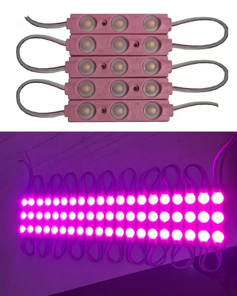 Pembe 3 Ledli Kablolu Parmak Led 12 v 5 adet ürün görseli 1