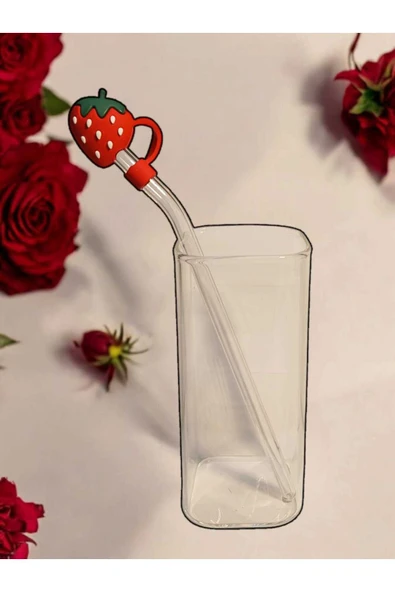 Yenigeldi (6MM) Silikon Pipet Başlıklı Pipet Ve Kare Uzun Kokteyl Kahve Bardağı ürün görseli 1