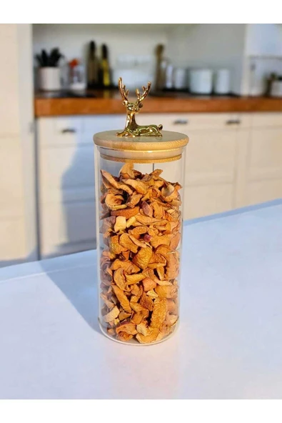 Yenigeldi (9x20 CM) 1 Adet Parlak Şeffaf Renk Geyikli Cam Saklama Kabı Geyik Başlı Y-531 ürün görseli 1