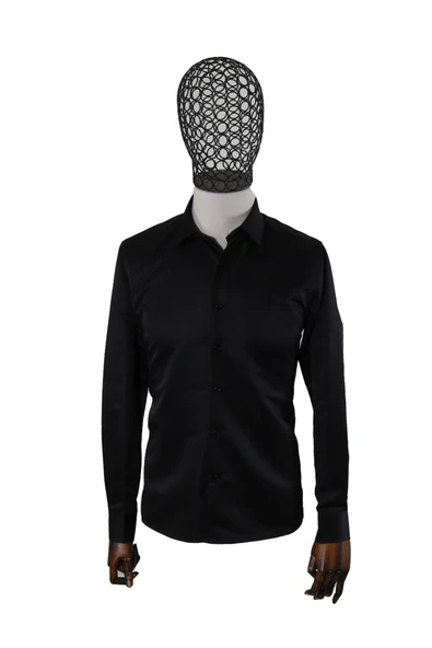 Erkek Uzun Kollu Kolay Ütülenebilir Pamuklu Slim Fit Gömlek 1000-SİYAH ürün görseli 1