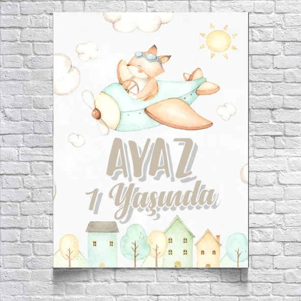 Uçak Temalı Doğum Günü Afişi 70x100 Cm ürün görseli 1