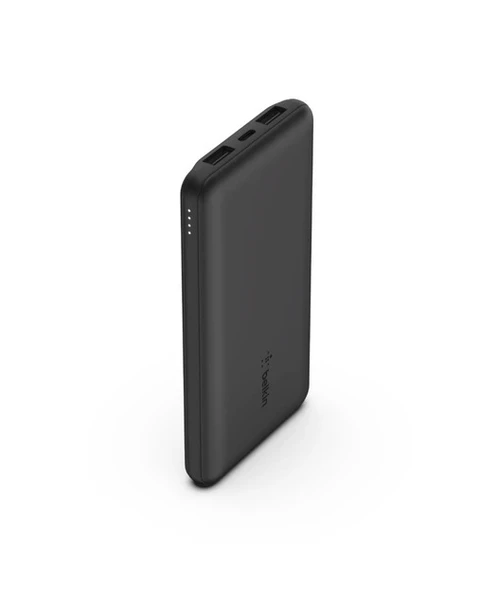 Belkin 10K Power Bank + USB-C 15W, Çift USB-A, 15cm USB-A - C Kablo, Siyah ürün görseli 1