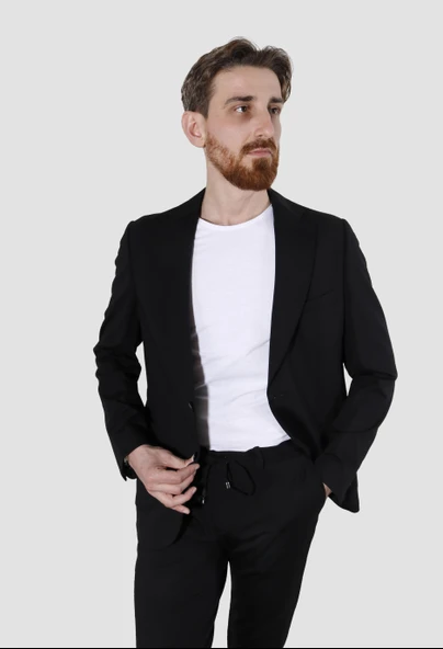 Erkek Jogger Slim Fit Takım Elbise RIGA06-SİYAH ürün görseli 1