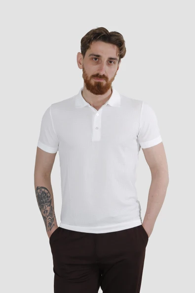 GLOBAY 3229Y HSK WF POLO YAKA T-SHIRT-BEYAZ ürün görseli 1