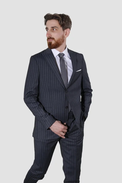 Erkek Düz Yeleksiz Slim Fit Takım Elbise 1920-ANTRASİT ürün görseli 1