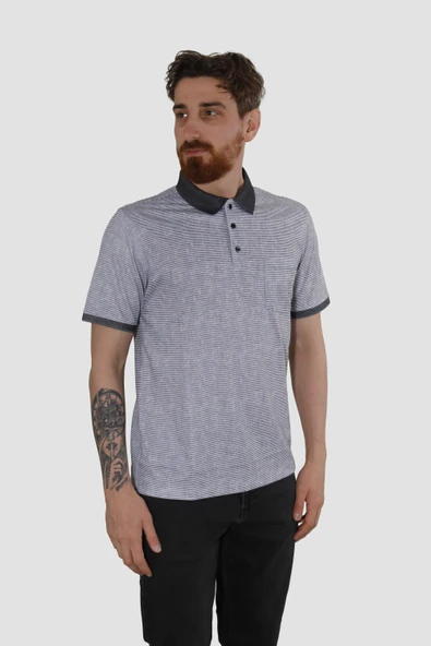 Erkek Polo Yaka Cepli Regular Fit Pamuklu Tişört 2514-SİYAH ürün görseli 1